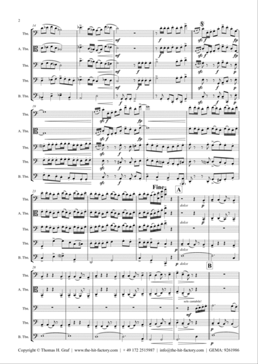 Fest Fanfare - Classical Festive Fanfare - Opener - Trombone Quartet Trombone Quartet scores gallery preview page 5