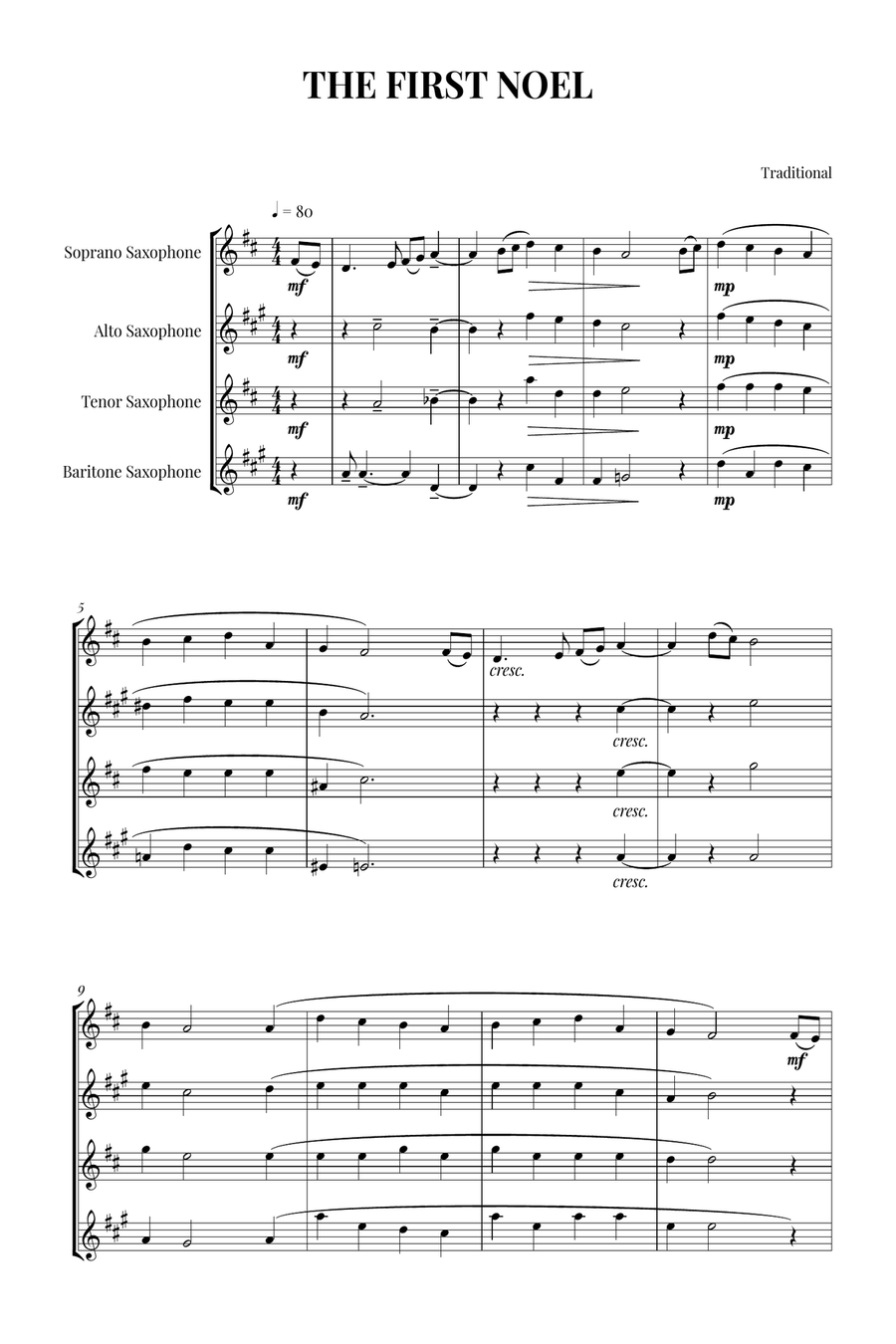 The first Noel Woodwind Quartet scores gallery preview page 1