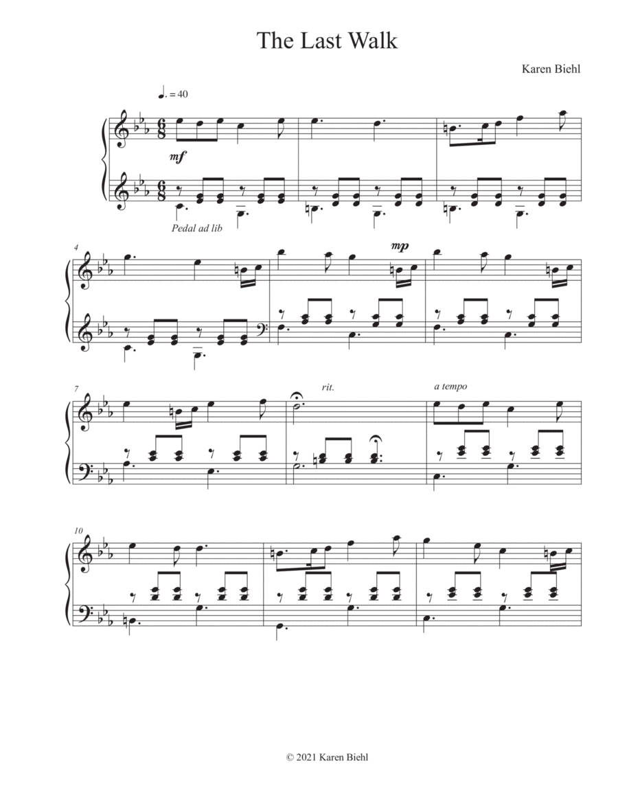 The Last Walk Piano Solo scores gallery preview page 1