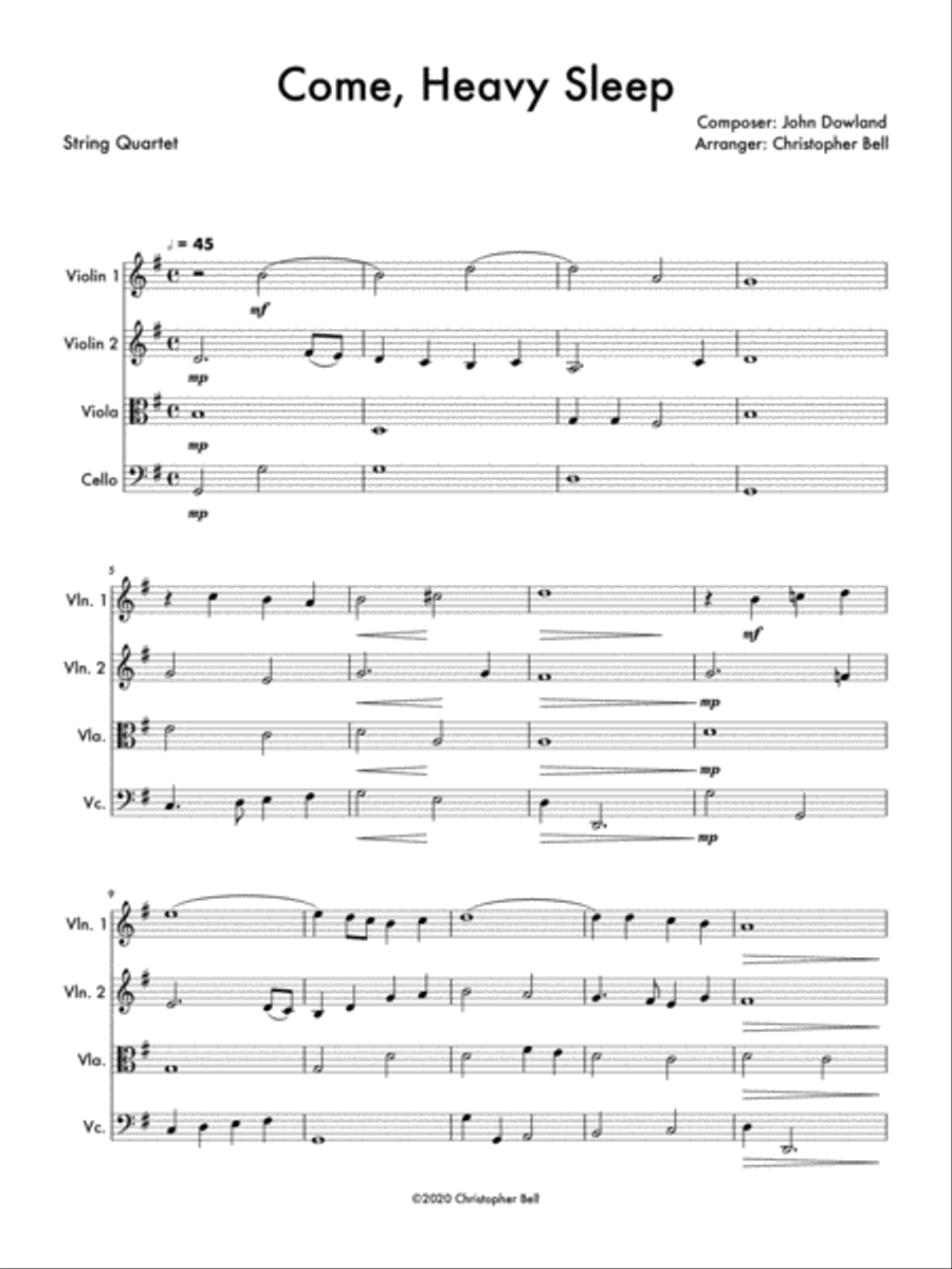 Come, Heavy Sleep - String Quartet String Quartet scores gallery preview page 1