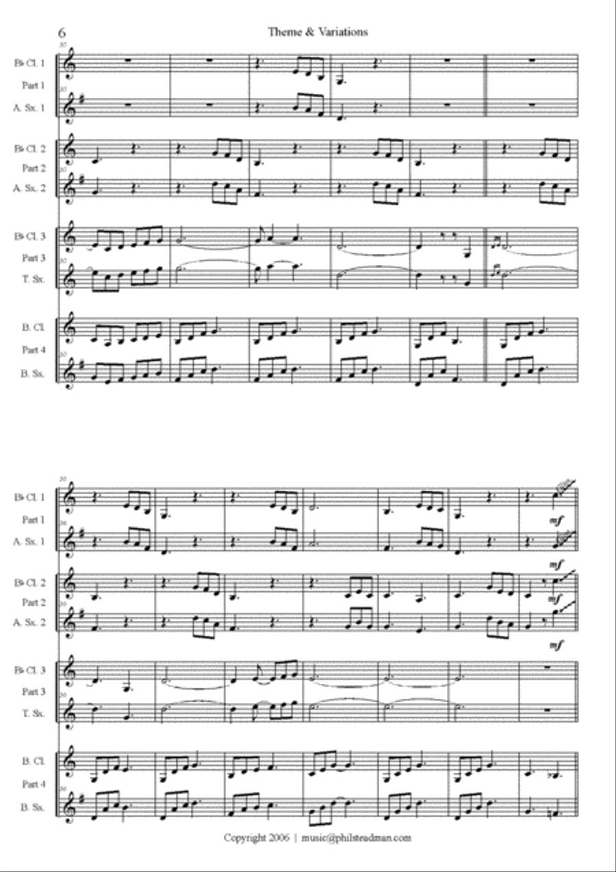 Theme & Variations for flexible Woodwind quartet Woodwind Quartet scores gallery preview page 6