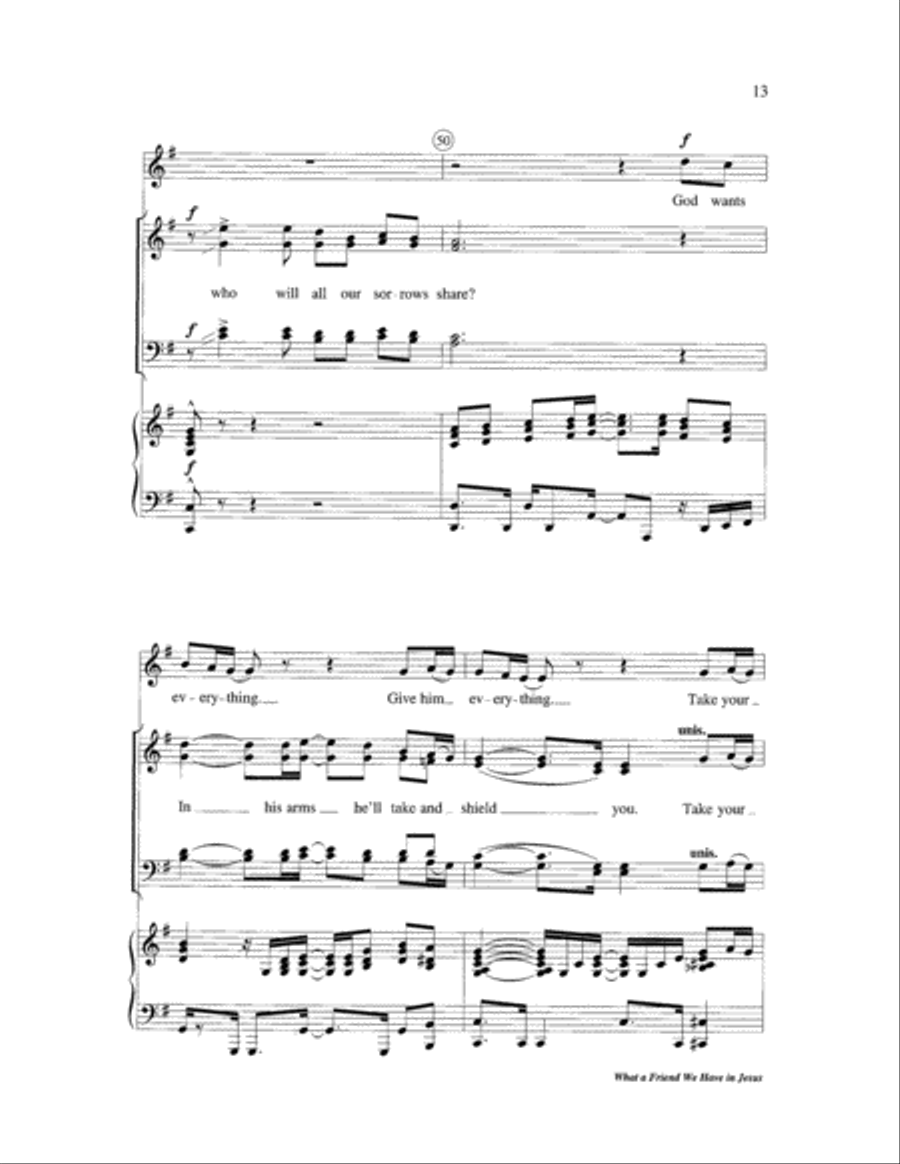 What a Friend We Have in Jesus 4-Part scores gallery preview page 13
