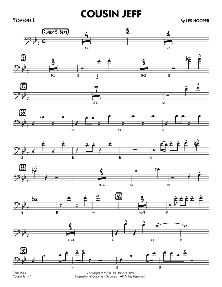 Cousin Jeff - Trombone 1 Jazz Ensemble scores gallery preview page 1