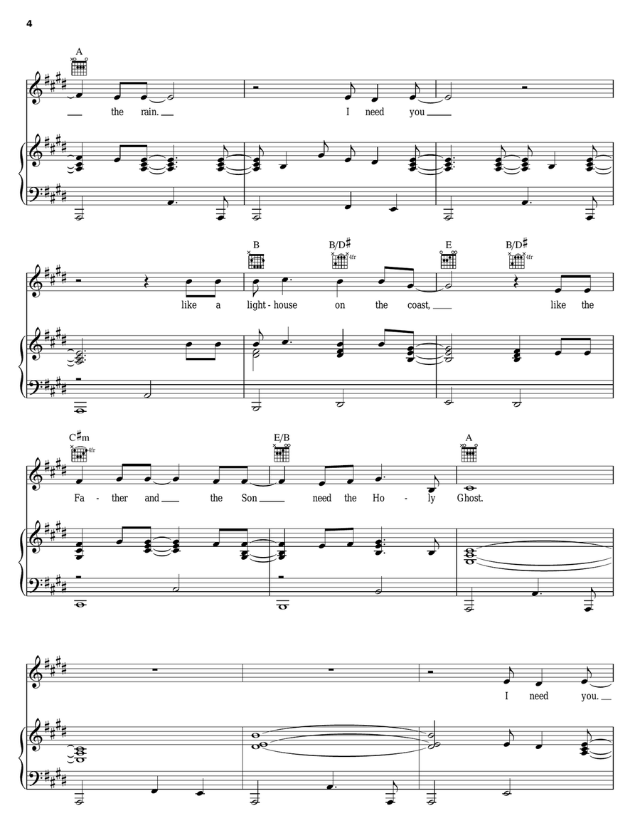 I Need You Piano, Vocal, Guitar scores gallery preview page 4