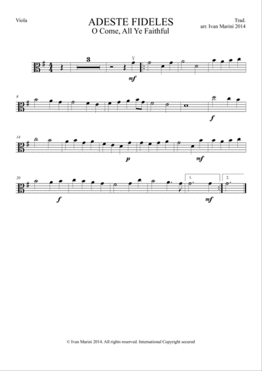 ADESTE FIDELES - O COME, ALL YE FAITHFUL - for Viola and Piano Piano scores gallery preview page 2