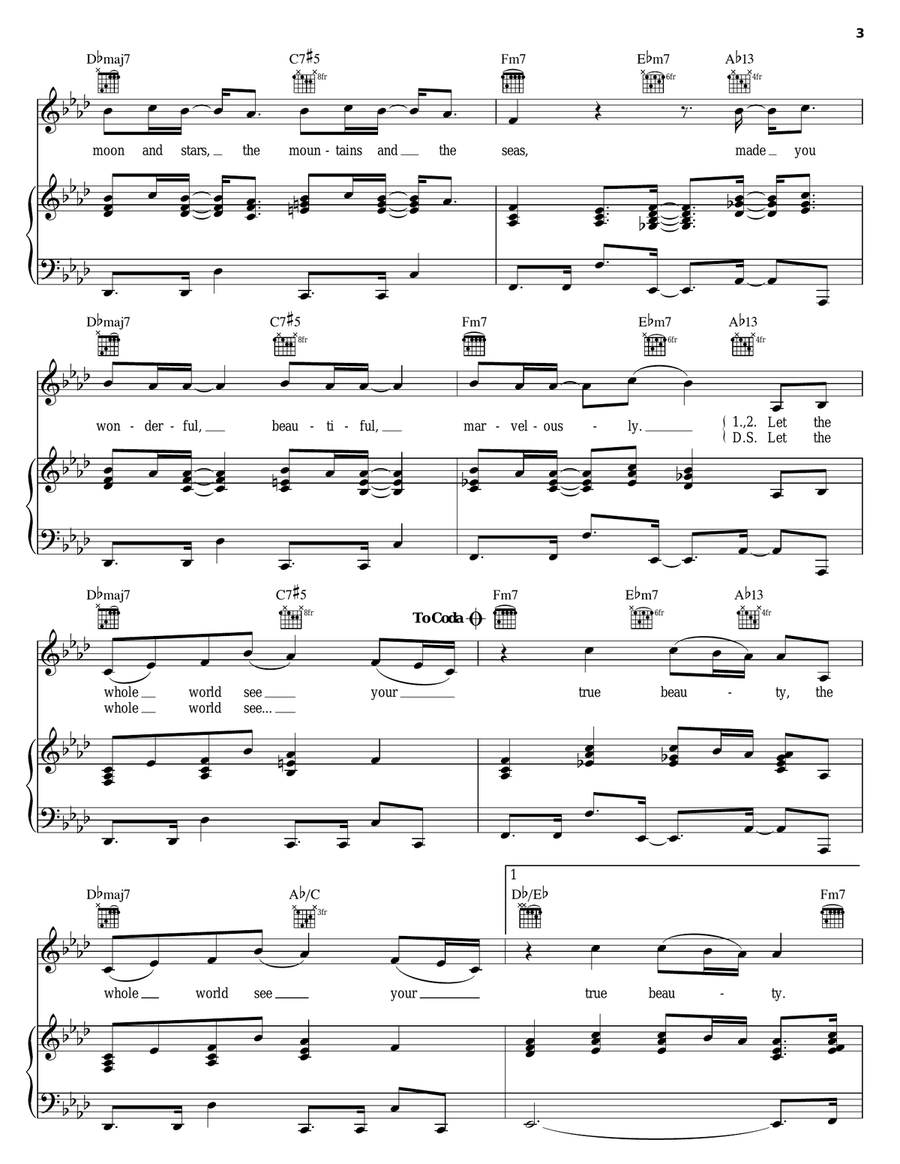 True Beauty Piano, Vocal, Guitar scores gallery preview page 3
