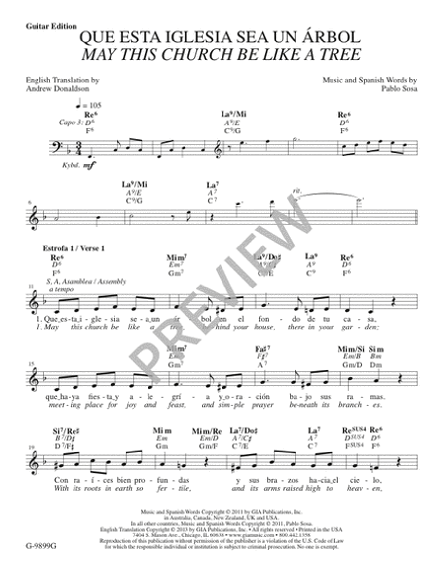 Que Esta Iglesia Sea Un Árbol / May This Church Be Like a Tree - Guitar edition Guitar scores gallery preview page 2