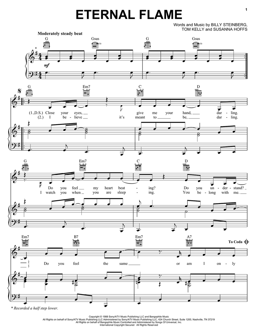 Eternal Flame Piano, Vocal, Guitar scores gallery preview page 1