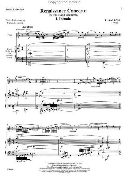 Renassiance Concerto by Lukas Foss Flute Solo - Sheet Music