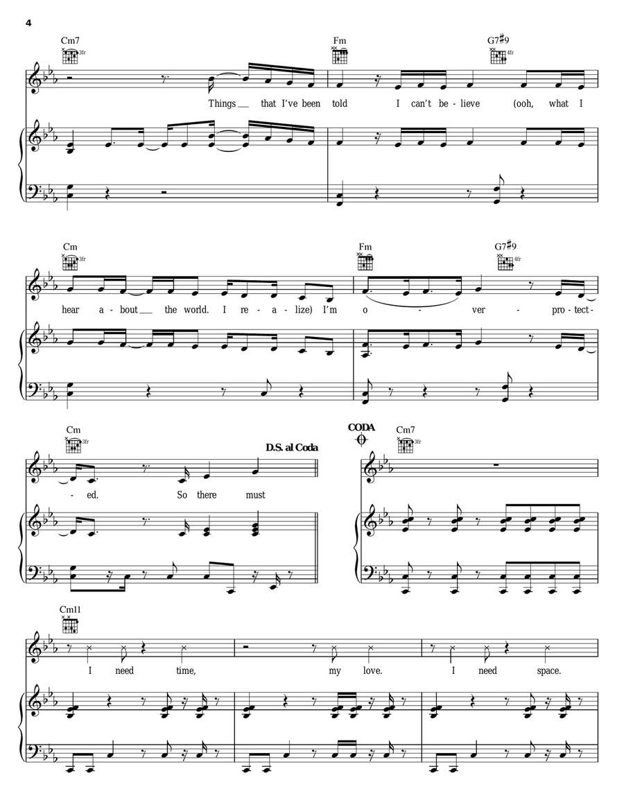 Overprotected Piano, Vocal, Guitar scores gallery preview page 4