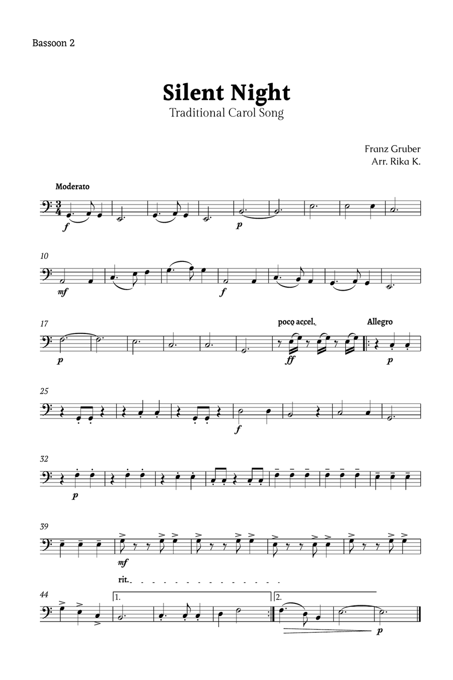 Silent Night for Bassoon Trio Woodwind Trio scores gallery preview page 4