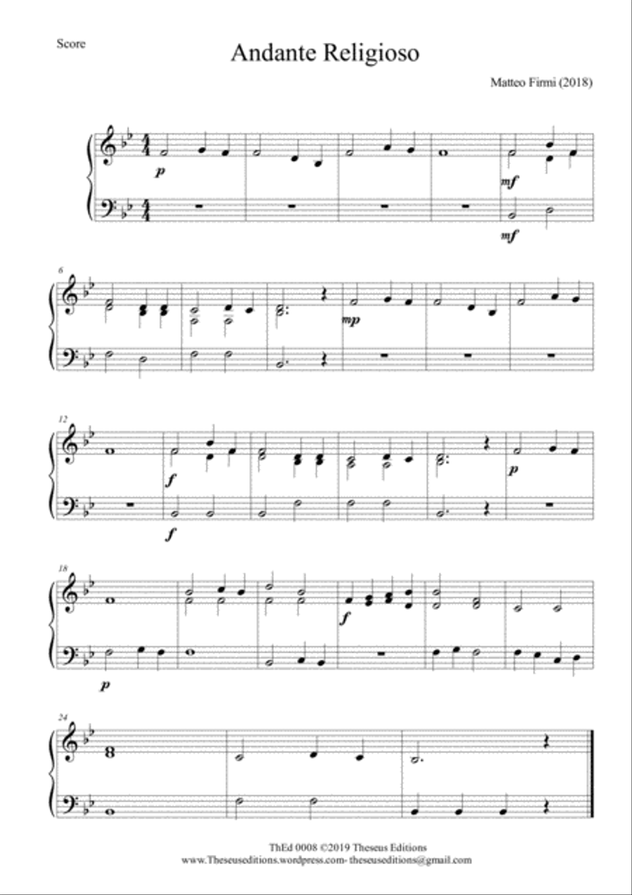 Andante Religioso Piano Method scores gallery preview page 1