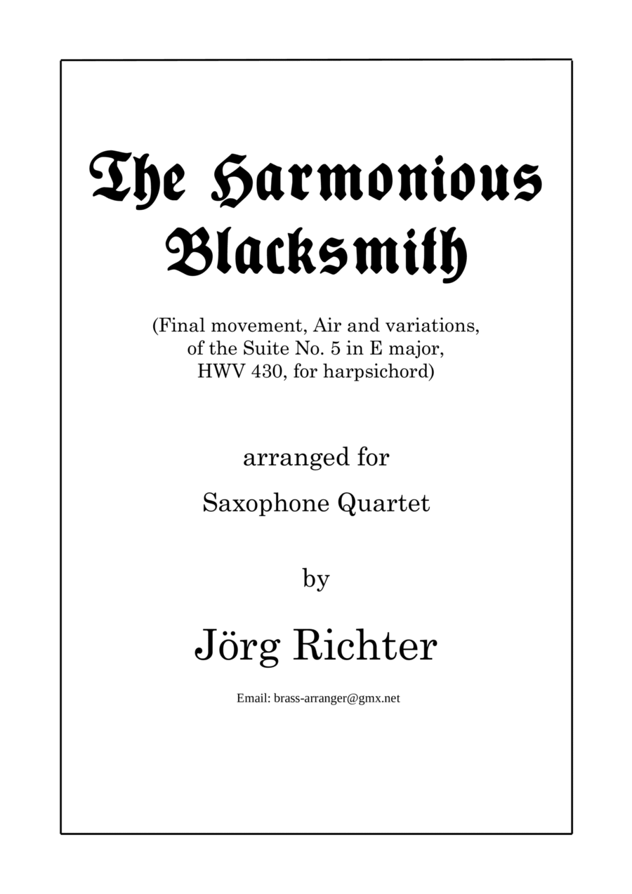 The Harmonious Blacksmith for Saxophone Quartet Saxophone Quartet scores gallery preview page 1