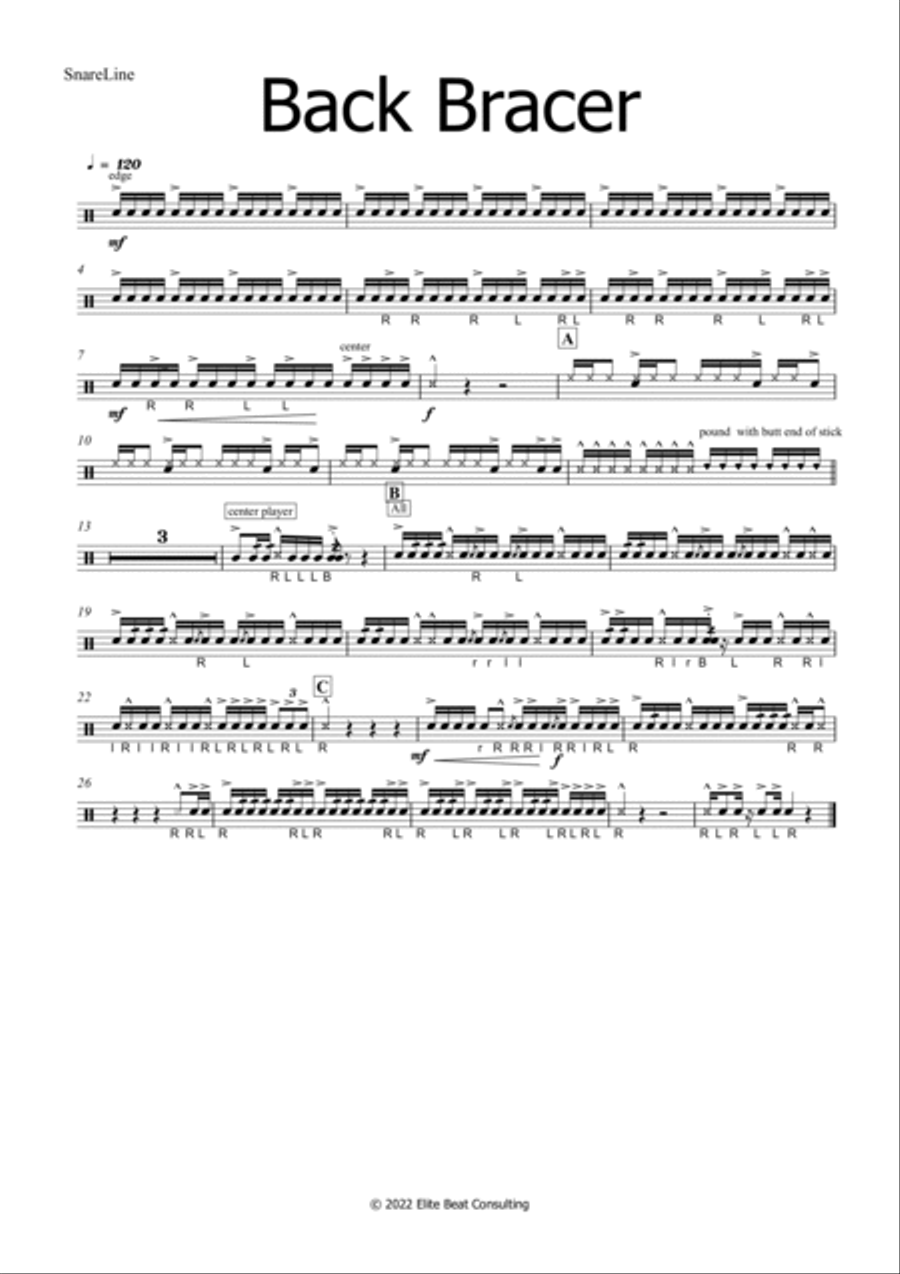 Drum Line Cadence - Back Bracer Percussion Ensemble scores gallery preview page 4