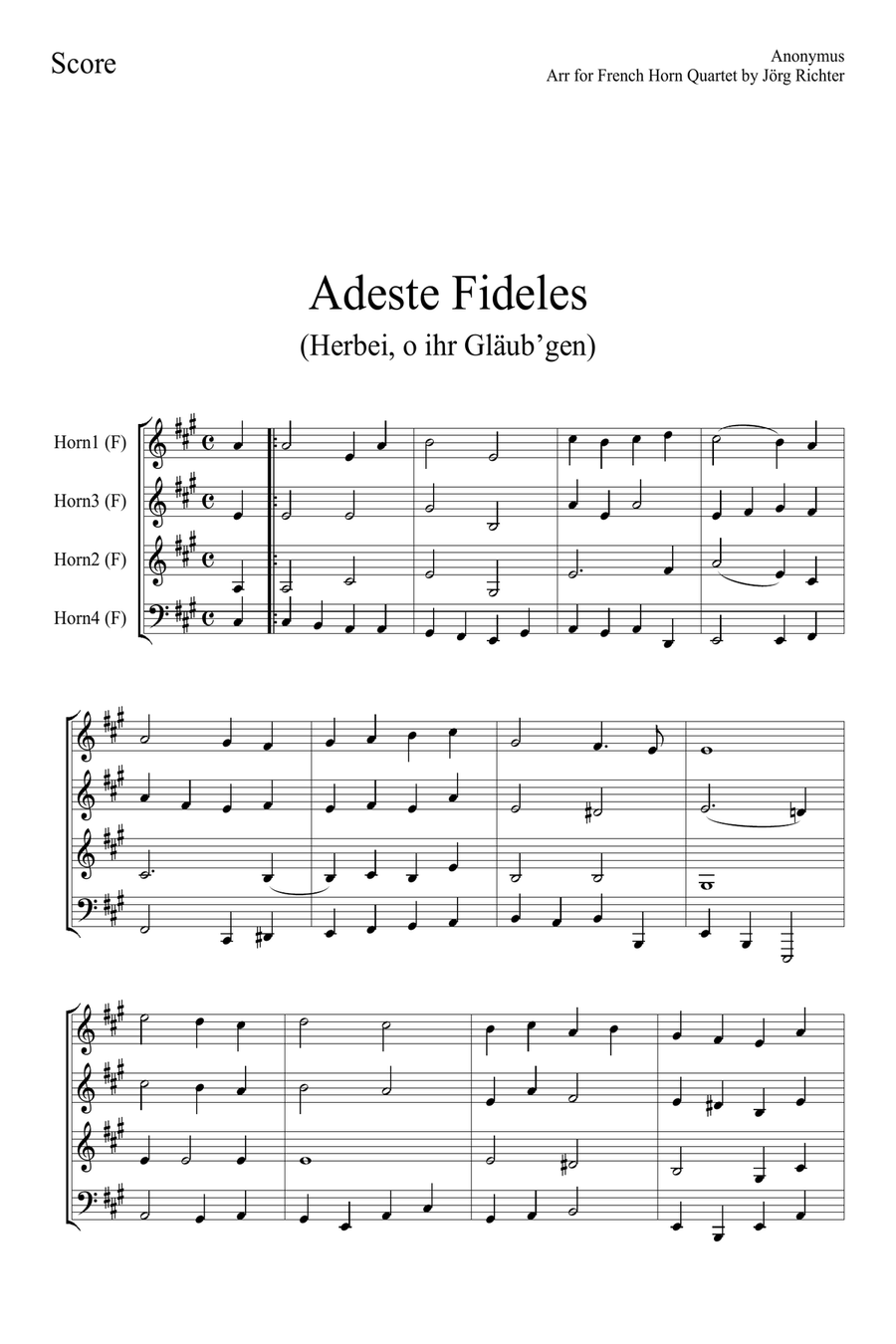 24 Weihnachtslieder für Horn Quartett Brass Quartet scores gallery preview page 3