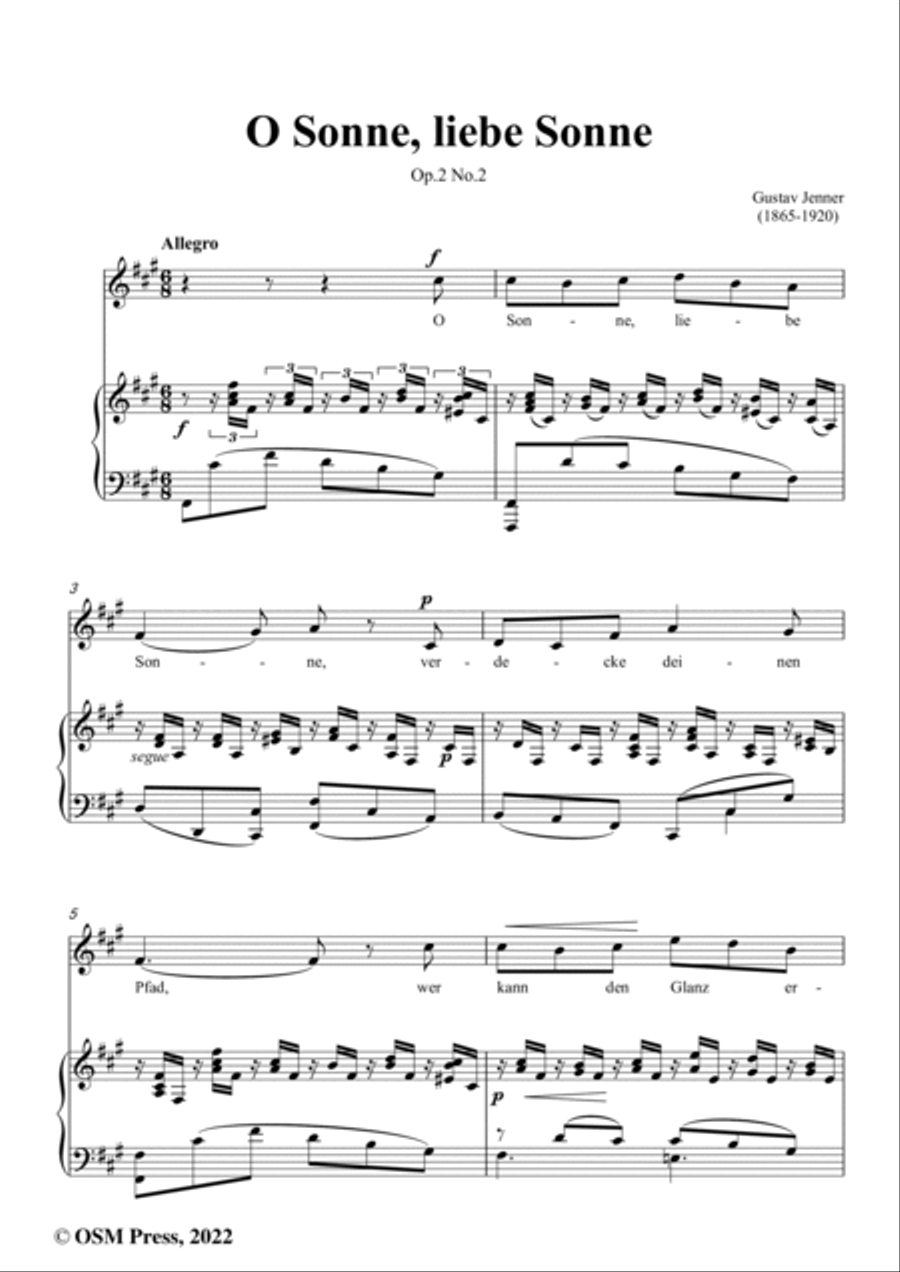 Jenner-O Sonne,liebe Sonne,in f sharp minor,Op.2 No.2 Voice scores gallery preview page 2