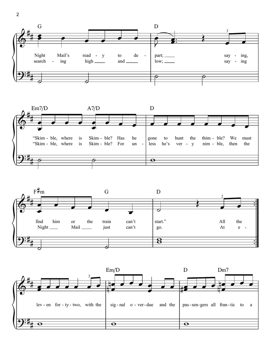 Skimbleshanks: The Railway Cat (from the Motion Picture Cats) Easy Piano scores gallery preview page 2