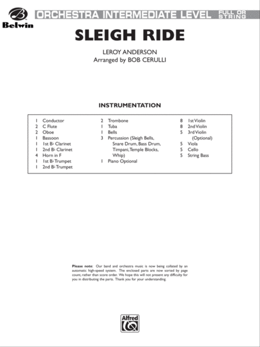 Sleigh Ride: Score Full Orchestra scores gallery preview page 1
