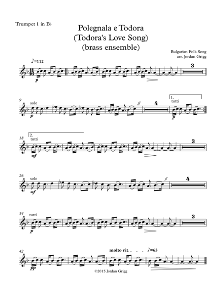 Polegnala e Todora (Todora's Love Song) (brass ensemble) Brass Ensemble scores gallery preview page 5