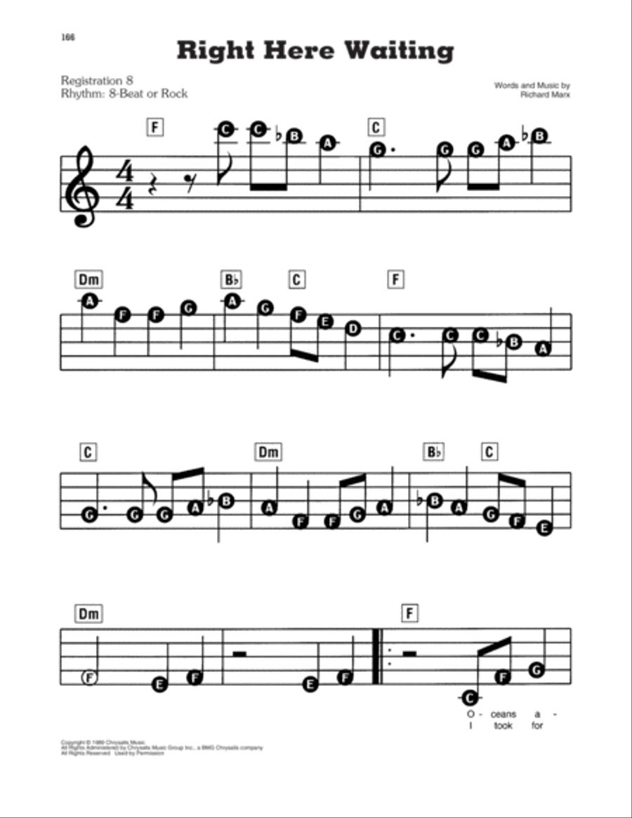 Right Here Waiting Electronic Keyboard scores gallery preview page 1