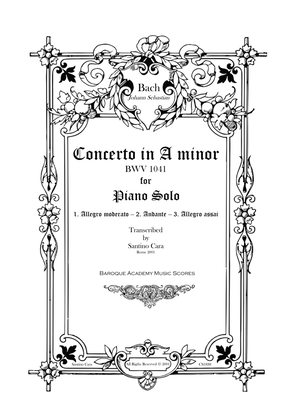 Book cover for Bach - Piano Concerto in A minor BWV 1041 - Piano Version