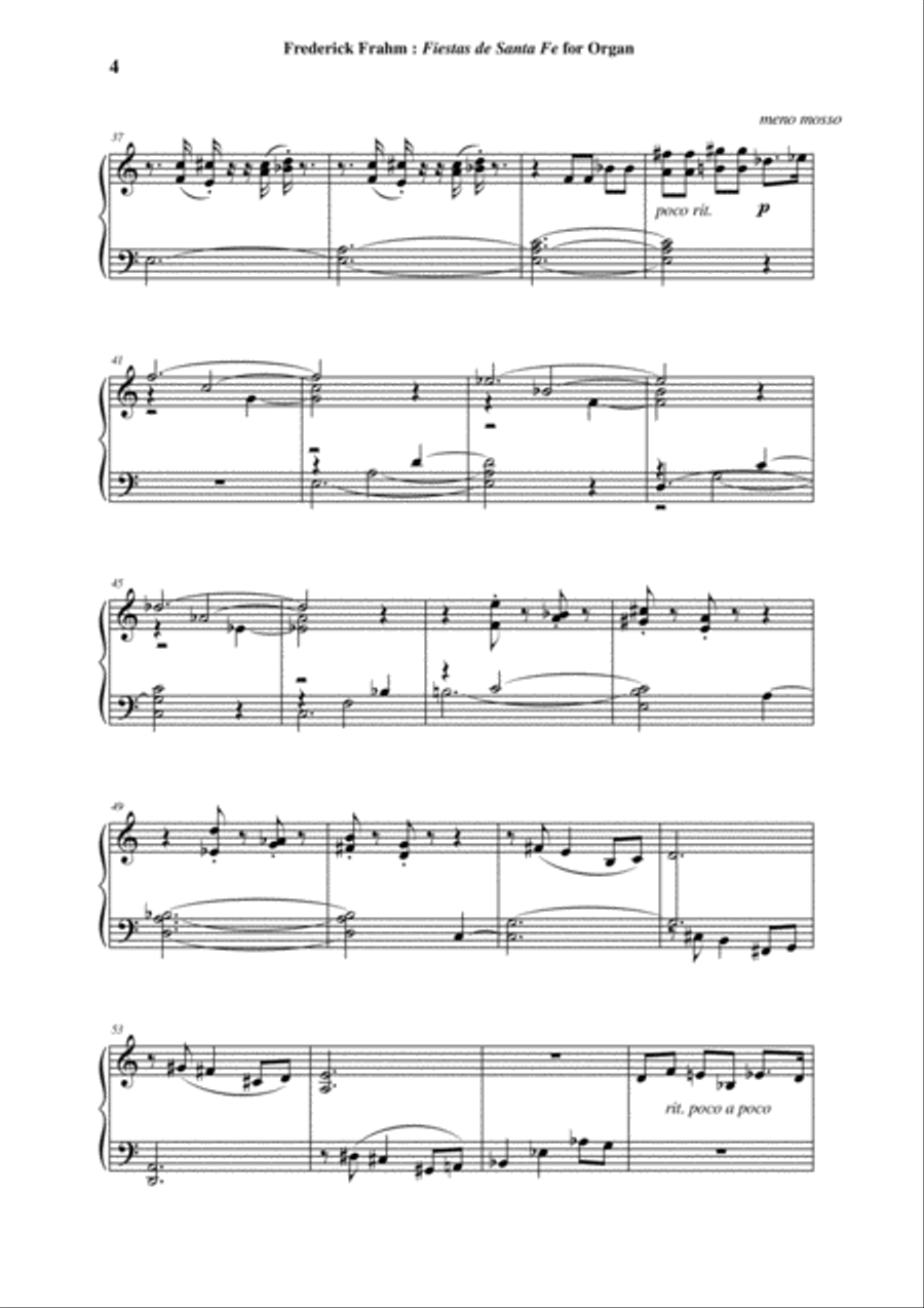 Frederick Frahm: Fiestas de Santa Fe for organ (manuals only) or piano or harpsichord Harpsichord scores gallery preview page 4