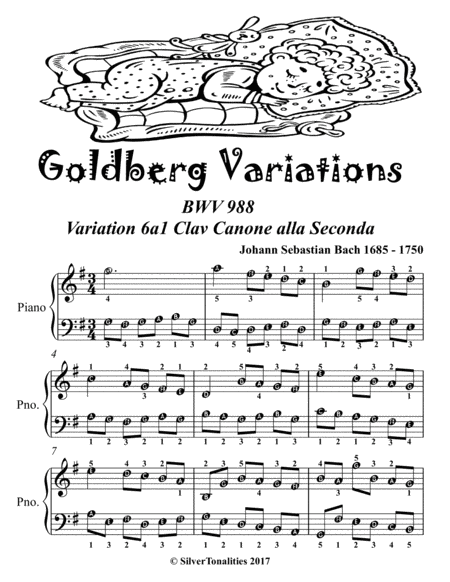 Goldberg Variations BWV 988 Variation 6a1 Clav Canone alla Seconda Easiest Piano Sheet Music 2nd Edi