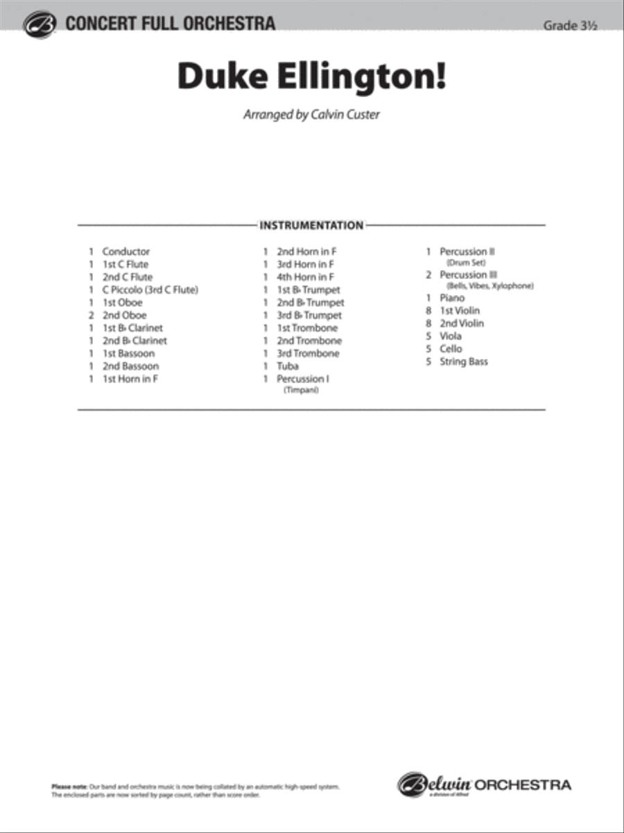 Duke Ellington: Score Duke Ellington: Score Full Orchestra scores gallery preview page 1