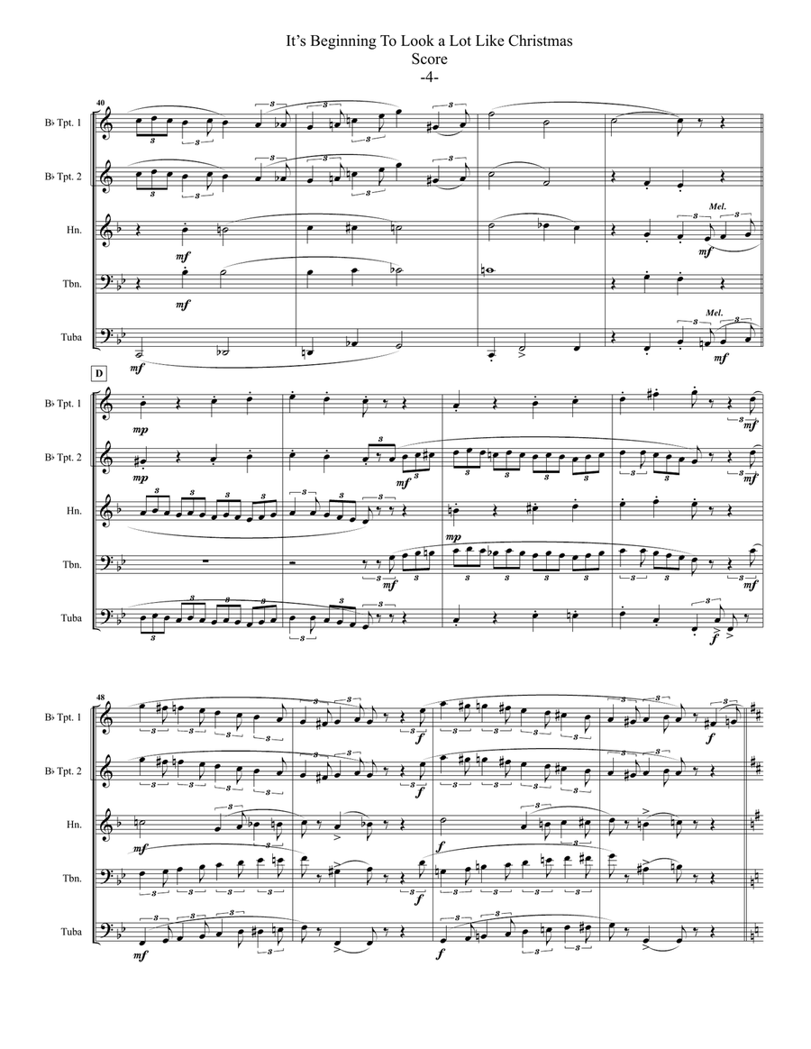 It's Beginning To Look Like Christmas Brass Ensemble scores gallery preview page 6
