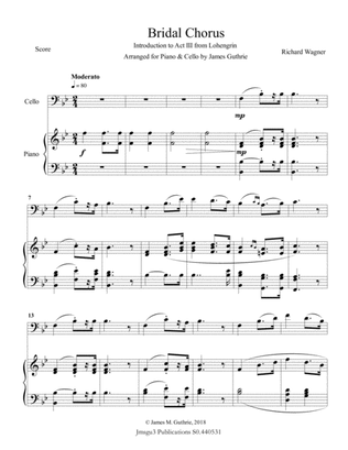 Wagner: Bridal Chorus for Cello & Piano