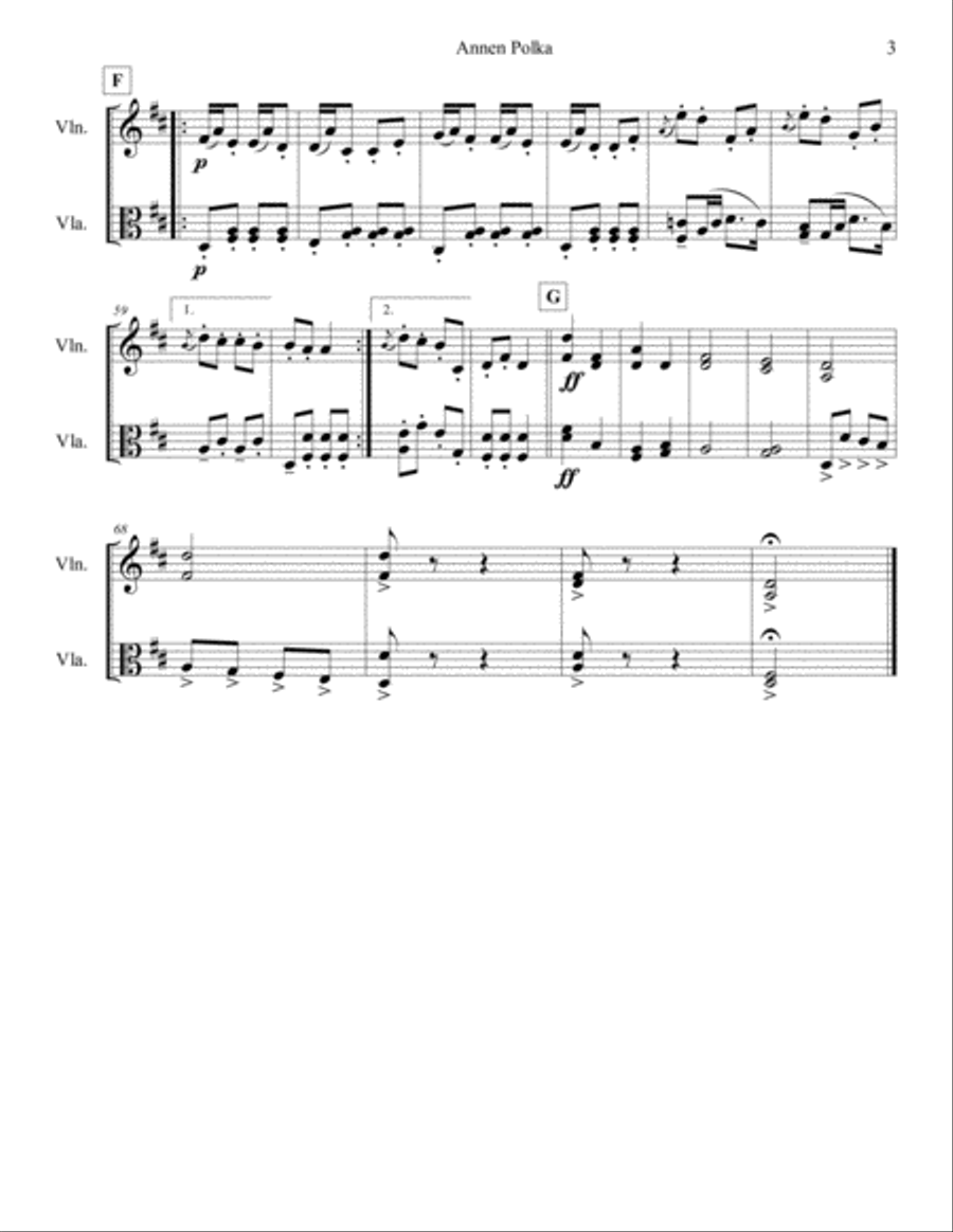 Johann Strauss II - Annen-Polka Op.117, for string duo String Duet scores gallery preview page 3