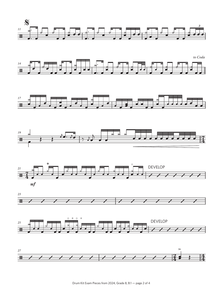 Djently Does It (Grade 8, list B1, from the ABRSM Drum Kit Syllabus 2024) Drum Set scores gallery preview page 2