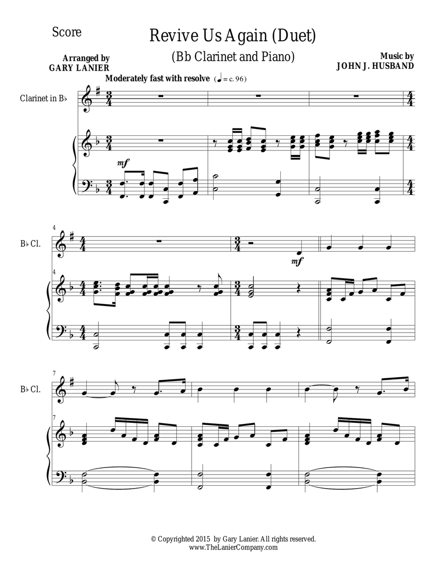 3 GOSPEL HYMNS, SET II (Duets for Bb Clarinet & Piano) Woodwind Duet scores gallery preview page 3