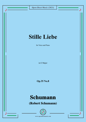 Book cover for Schumann-Stille Liebe,Op.35 No.8 in E Major