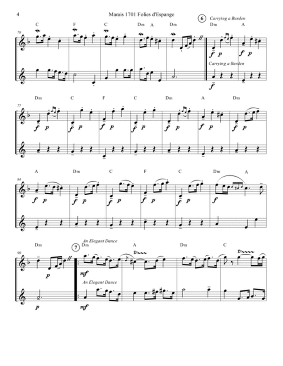 Marais 1701 Folies d'Espagne Oboe and English Horn Duet Score and Parts