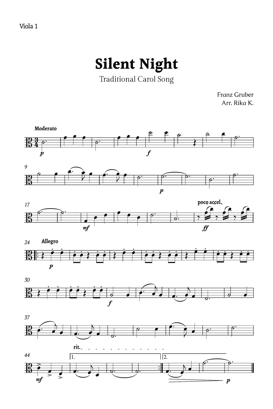 Silent Night for Viola Trio String Trio scores gallery preview page 3