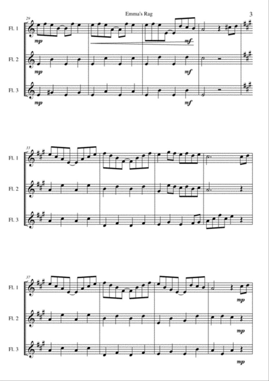 Emma's Rag - For Flute Trio Flute Trio scores gallery preview page 3