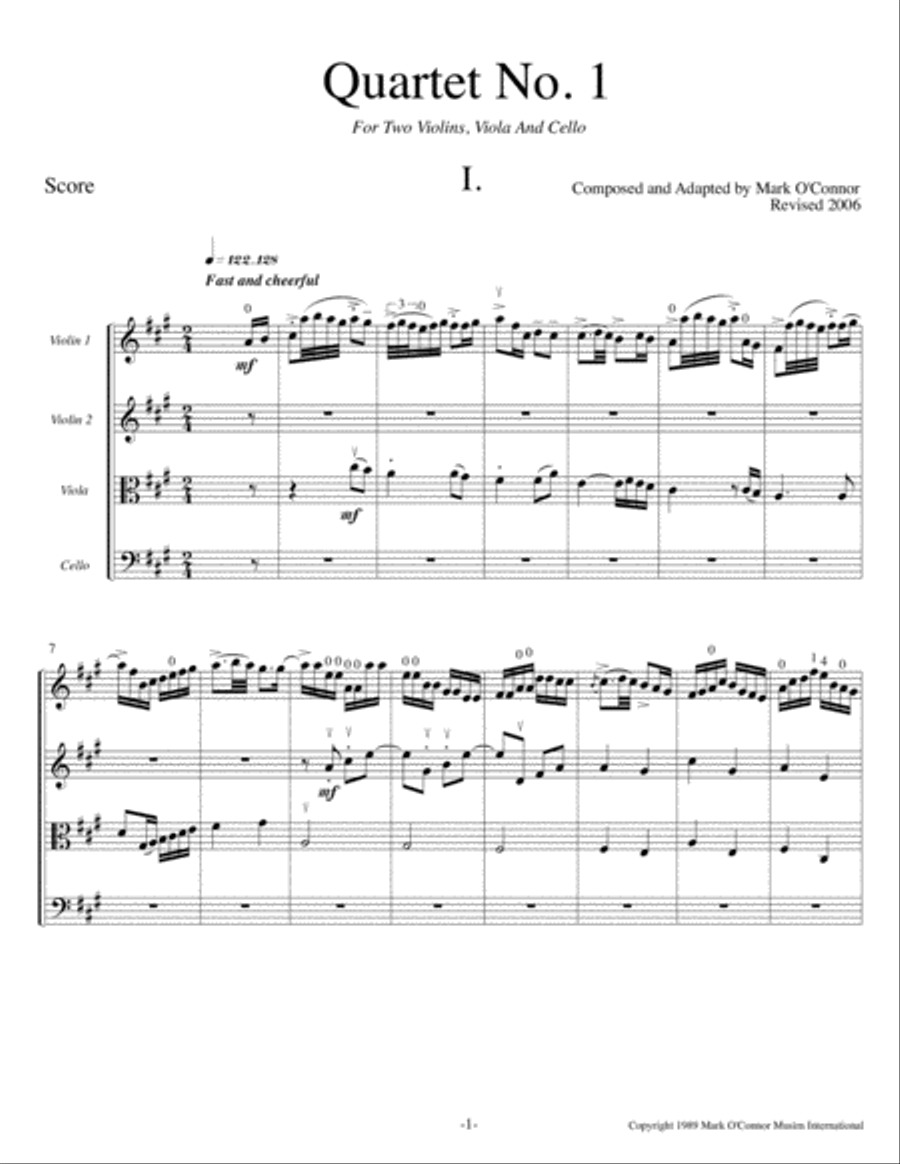 String Quartet No. 1 (score - two vlns, vla, cel) String Quartet scores gallery preview page 4