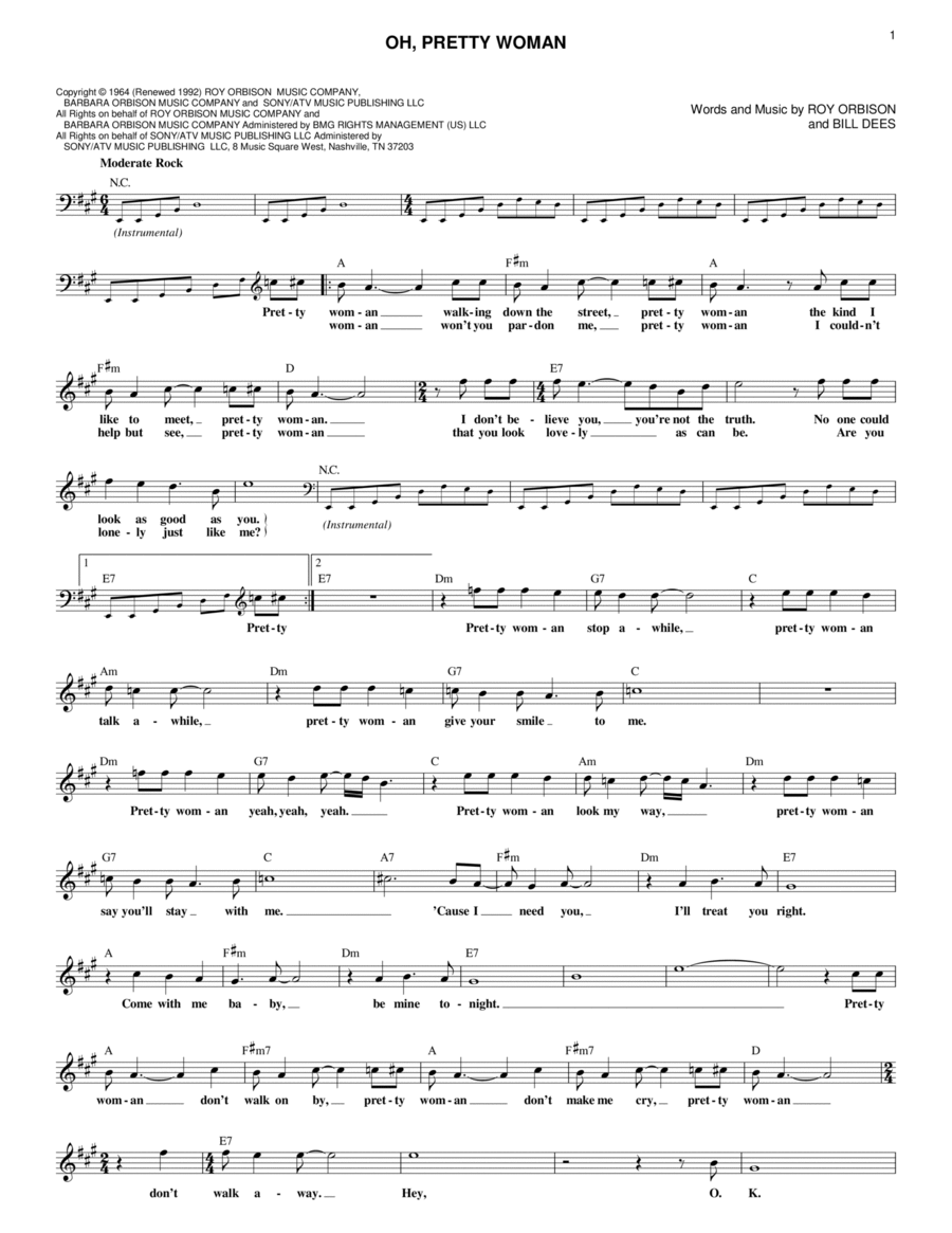Oh, Pretty Woman Piano scores gallery preview page 1
