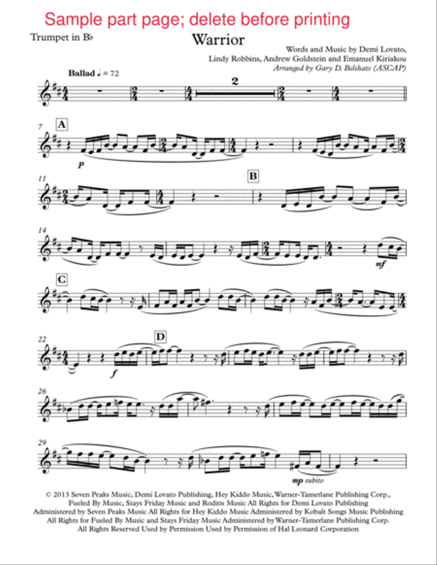 Warrior Trumpet Solo scores gallery preview page 2