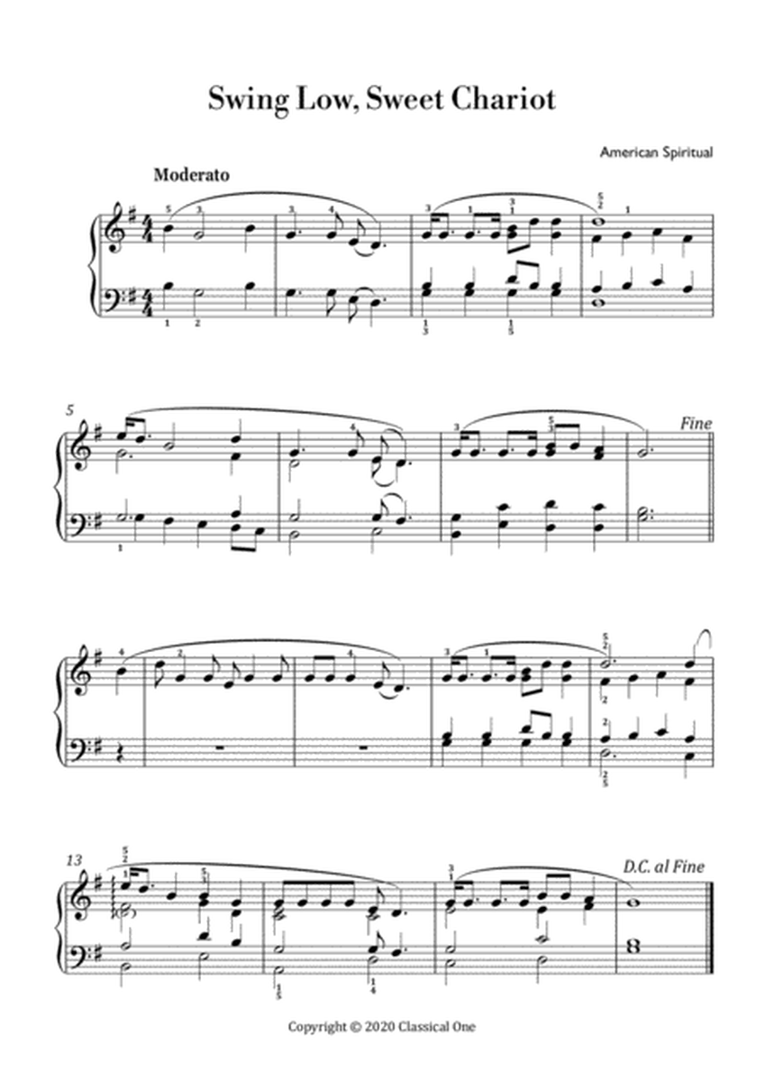 American Spiritual - Swing Low, Sweet Chariot (Easy piano arrangement) image number null