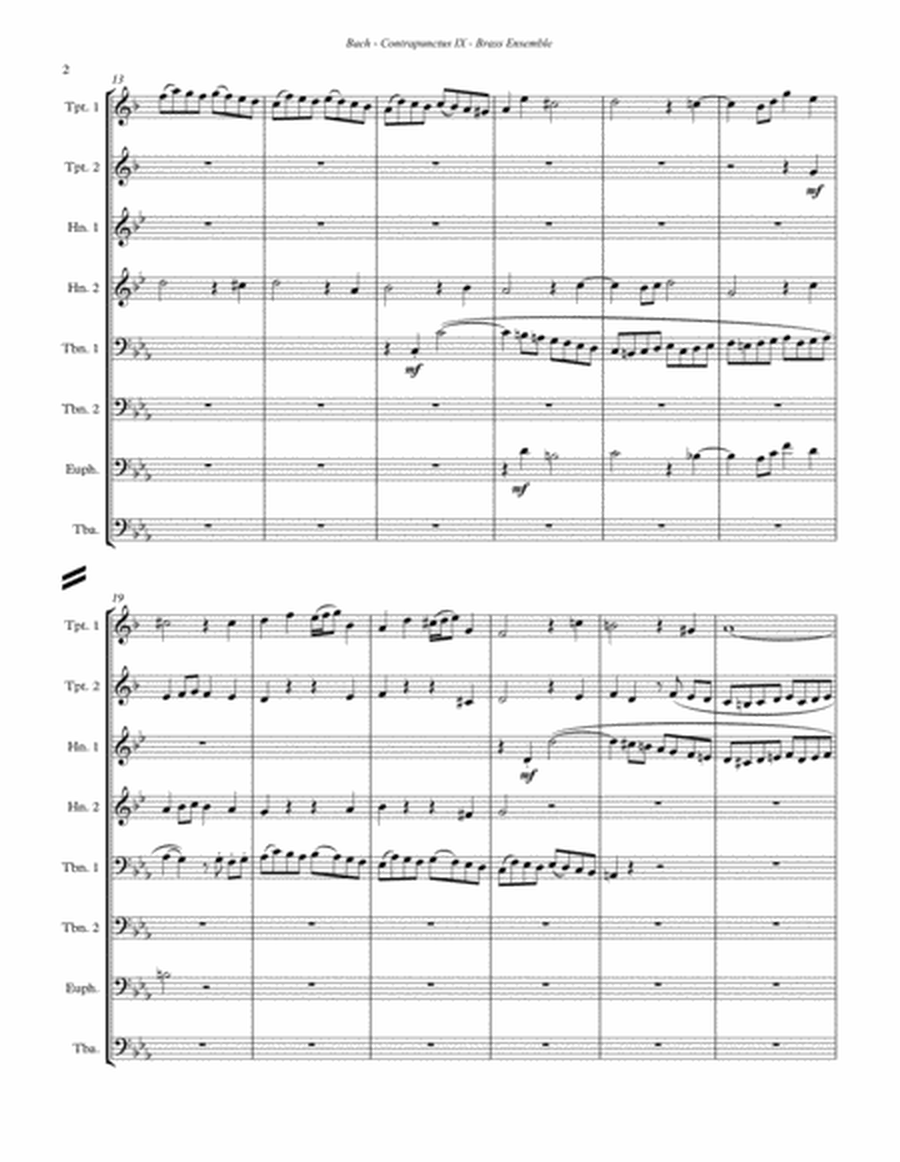 Contrapunctus IX (9) for 8-part Brass Ensemble