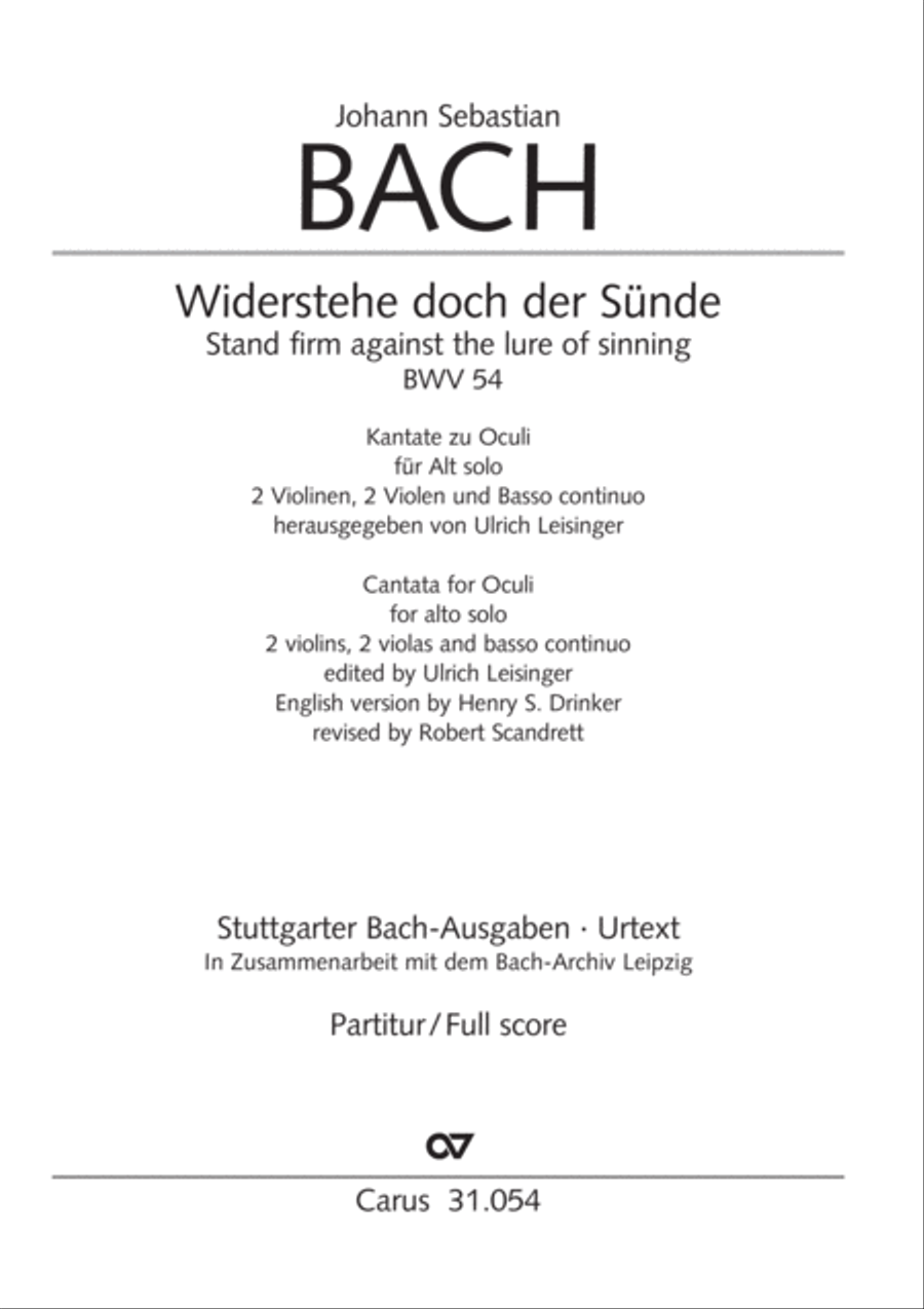 Stand firm against the lure of sinning (Widerstehe doch der Sunde) Alto Voice scores gallery preview page 2