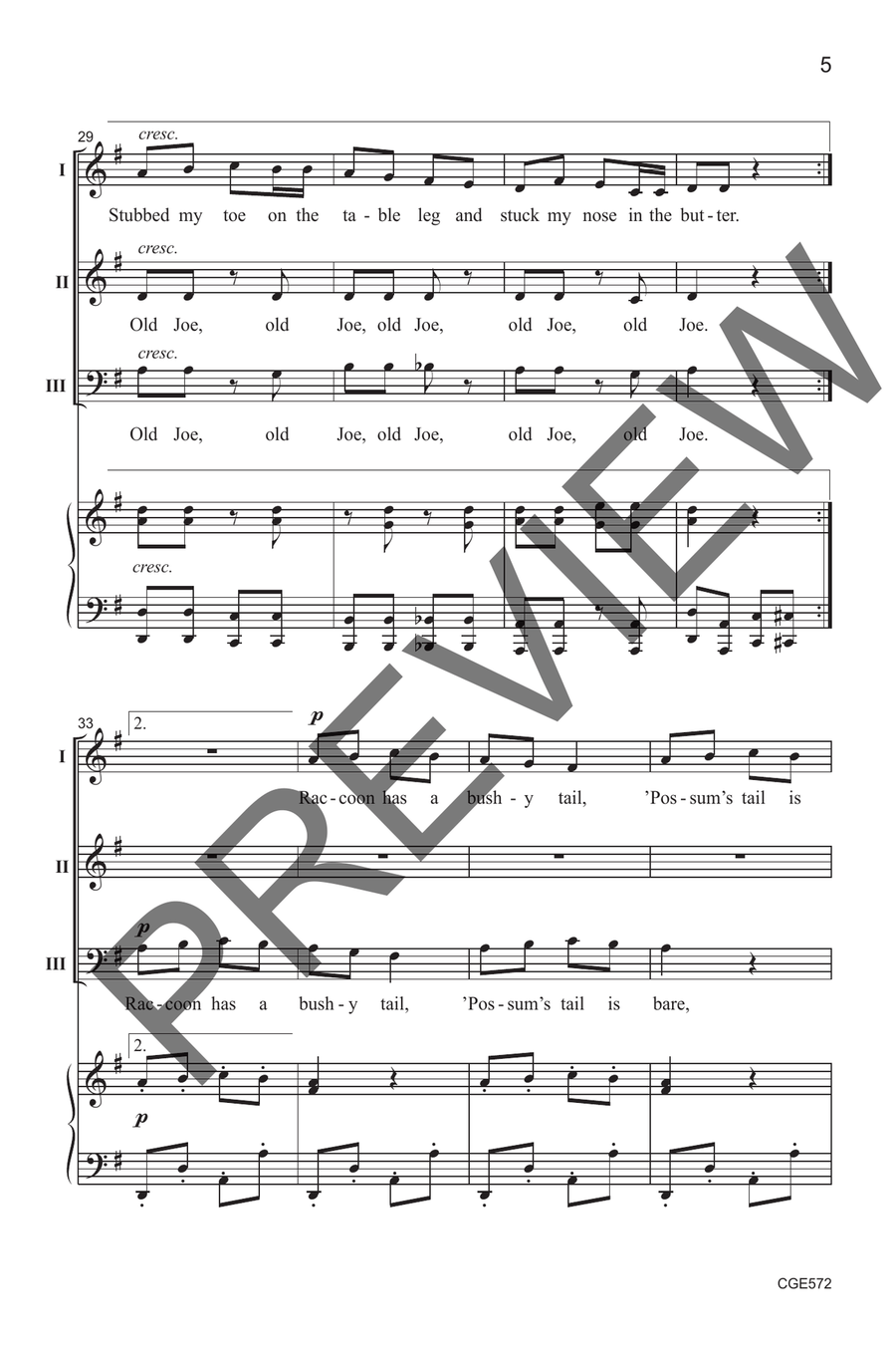 Old Joe Clark (Three-part Mixed) 3-Part scores gallery preview page 6