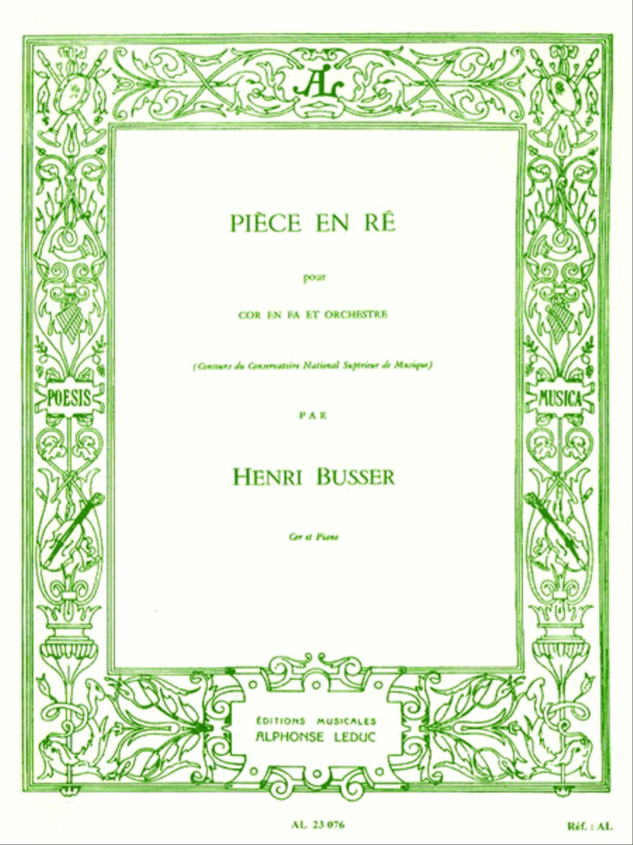 Piece In D For French Horn And Piano Horn scores gallery preview page 1