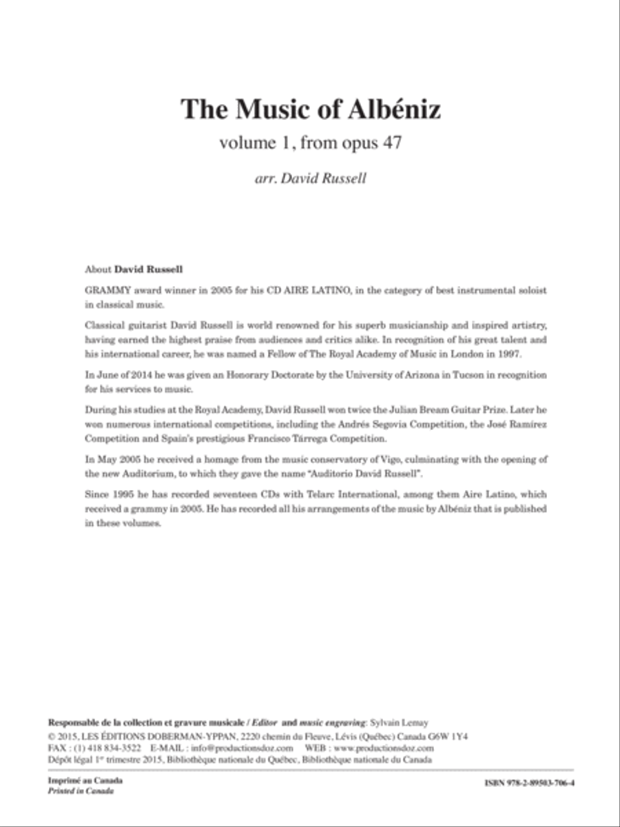 The Music of Albéniz, vol. 1, from opus 47 Classical Guitar scores gallery preview page 2