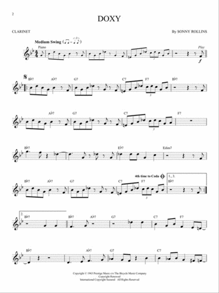 Jazz Classics Clarinet Solo scores gallery preview page 3