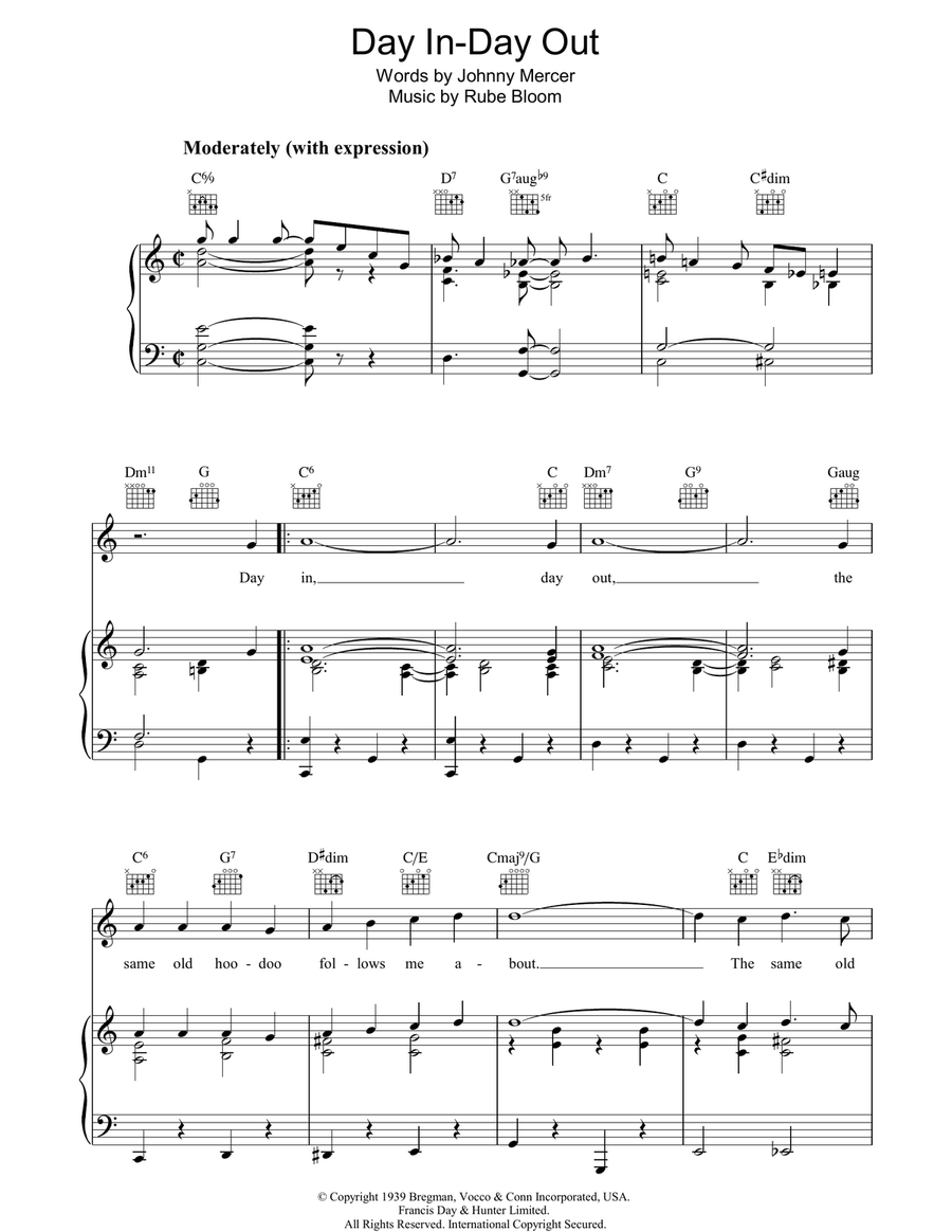 Day In, Day Out Day In, Day Out Piano, Vocal, Guitar scores gallery preview page 1