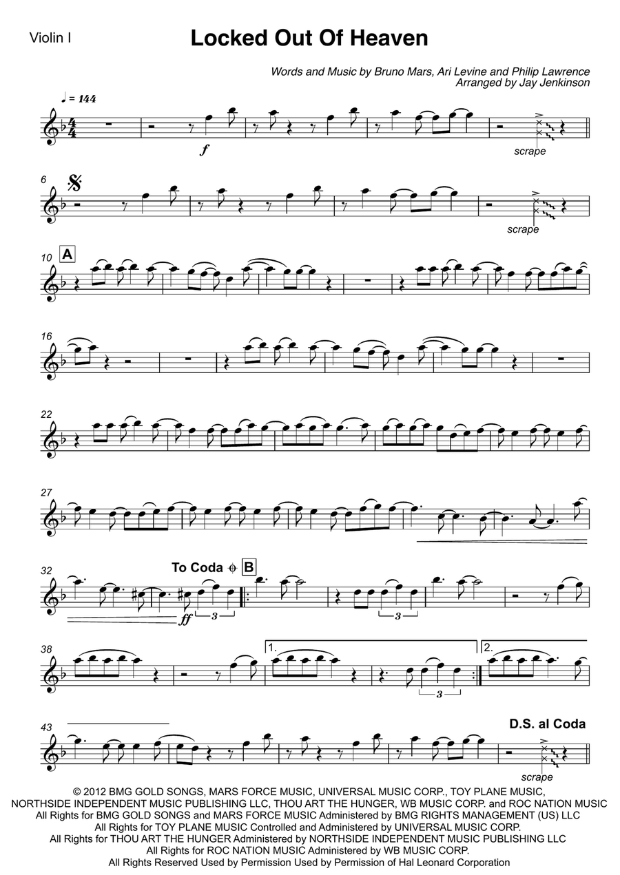 Locked Out Of Heaven String Quartet scores gallery preview page 2