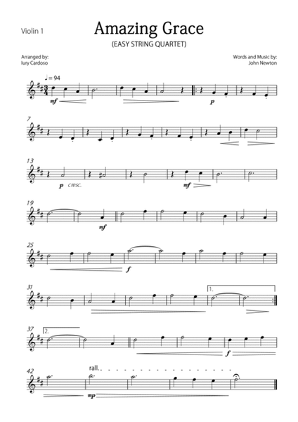 "Amazing Grace" (Easy String Quartet) image number null